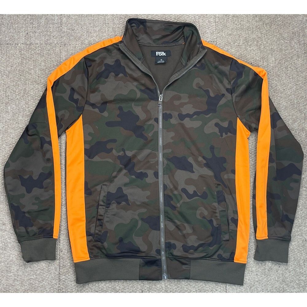 Fbrk Men's Orange & Camouflage Full Zip Track Jacket Size Medium‎